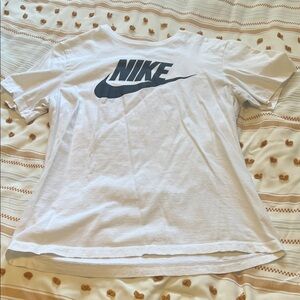 Nike Kids White and Black Logo Tee